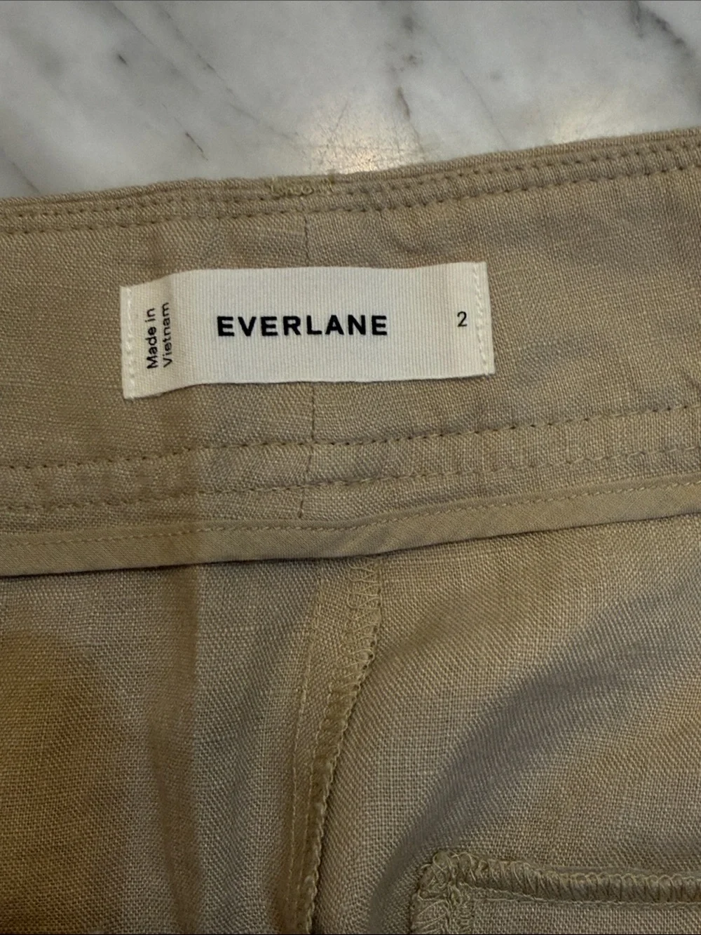 NWT Everlane The Linen Way-High Drape Pant Wide Leg Khaki - Size 2